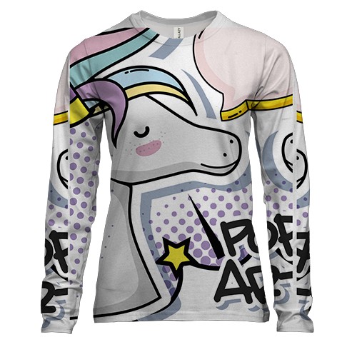 Жіночий 3D лонгслів Pop art unicorn