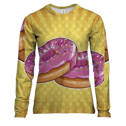 Женский 3D лонгслив с яркими пончиками