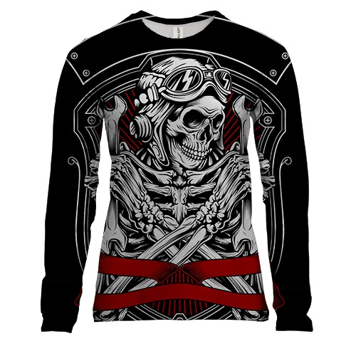 Жіночий 3D лонгслів зі скелетом механіком