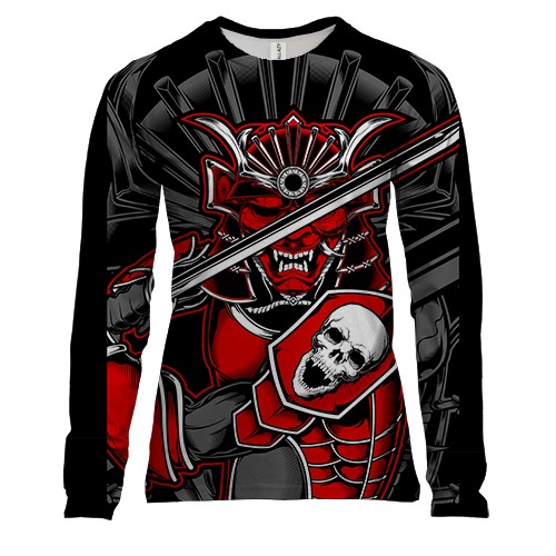 Жіночий 3D лонгслів з червоним самураєм