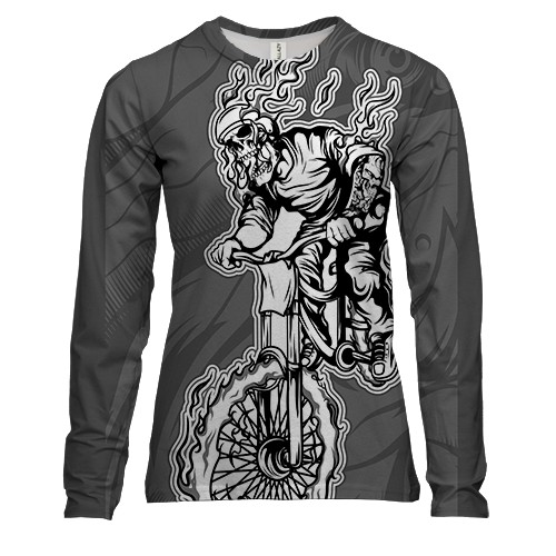 Женский 3D лонгслив с байкером скелетом