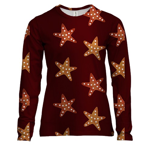 Женский 3D лонгслив с морскими звездочками