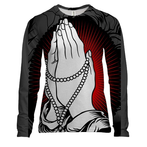 Женский 3D лонгслив с молящимися руками
