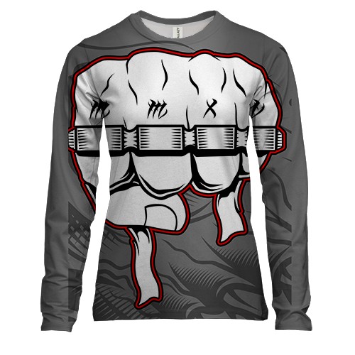 Женский 3D лонгслив с кулаком и кастетом