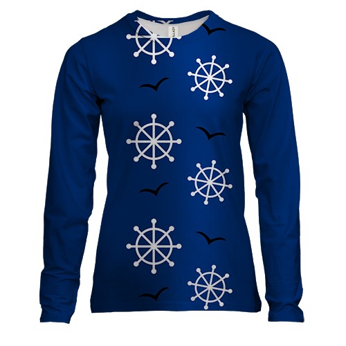 Жіночий 3D лонгслів з білими штурвалами