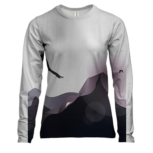 Женский 3D лонгслив с птицей в горах