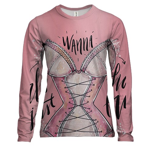 Женский 3D лонгслив с женским корсетом