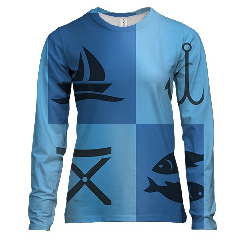 Женский 3D лонгслив с символикой рыбалки