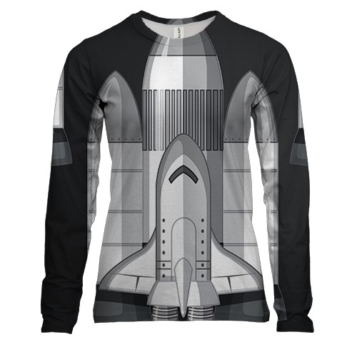 Женский 3D лонгслив с космической ракетой
