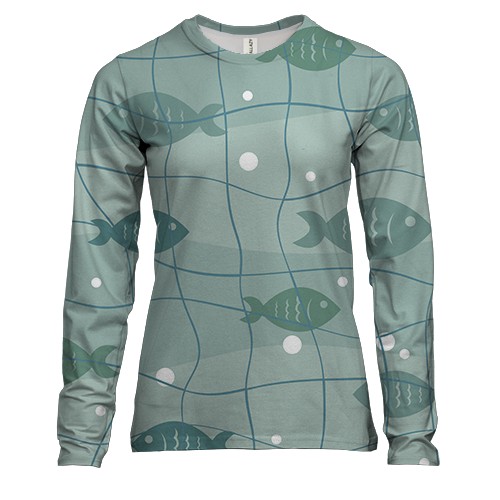Жіночий 3D лонгслів з рибками в сітях