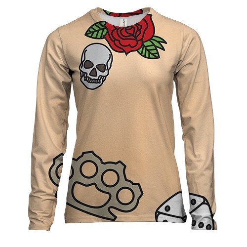 Женский 3D лонгслив с татуированным телом