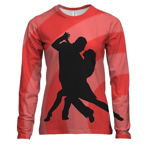 Женский 3D лонгслив с черной танцующей парой