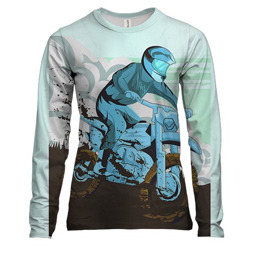 Женский 3D лонгслив с грязным мотоциклистом