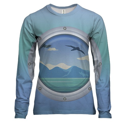 Женский 3D лонгслив с иллюминатором корабля