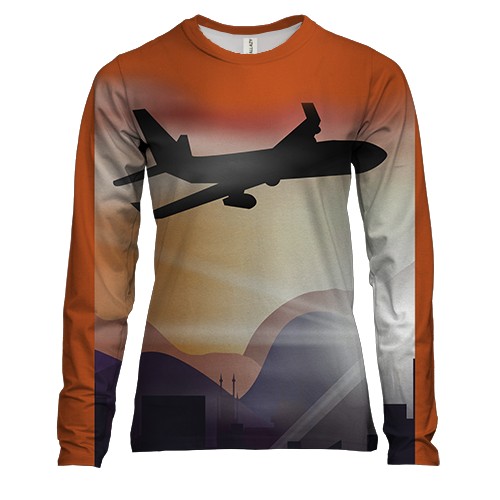 Женский 3D лонгслив с летящим боингом