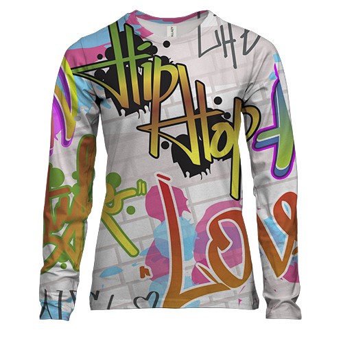 Жіночий 3D лонгслів з хіп-хоп графіті