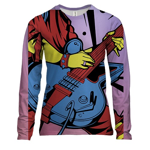 Жіночий 3D лонгслів з жовтим гітаристом