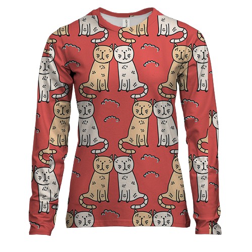 Женский 3D лонгслив с грустными котами