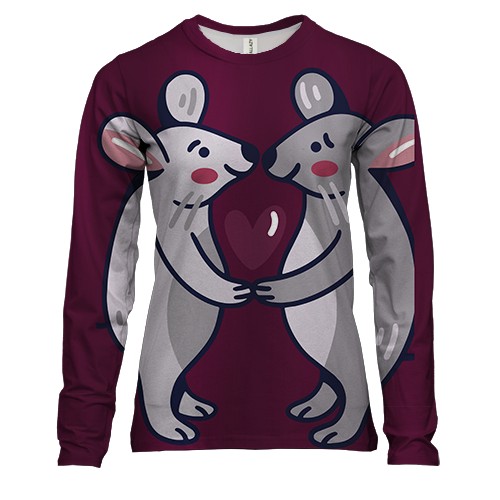 Женский 3D лонгслив с влюбленными мышками