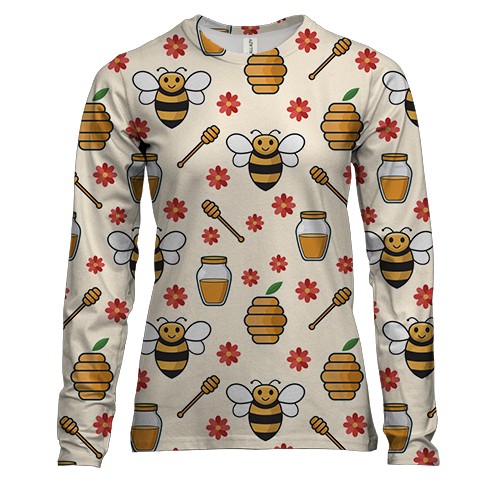 Женский 3D лонгслив с пчелами и медом