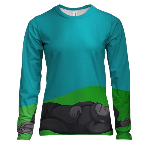 Женский 3D лонгслив с ленивой обезьяной