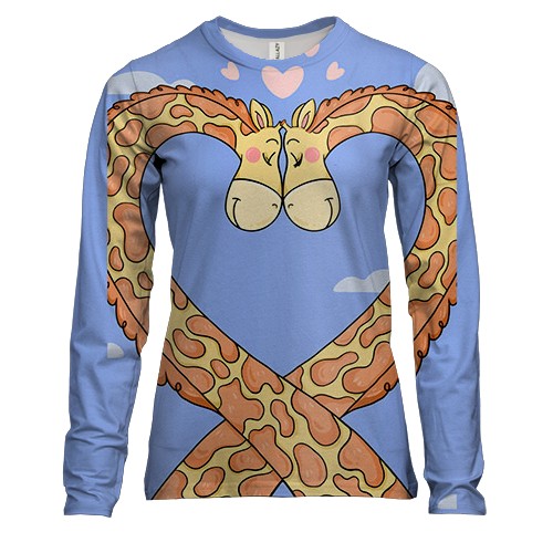 Женский 3D лонгслив с влюбленными жирафами