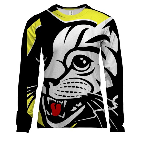 Жіночий 3D лонгслів з чорно-білим котом