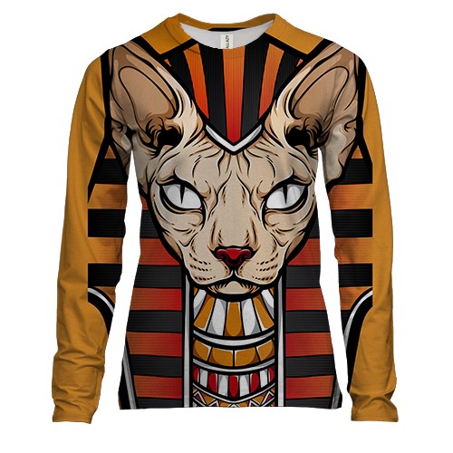 Жіночий 3D лонгслів з котом сфінксом