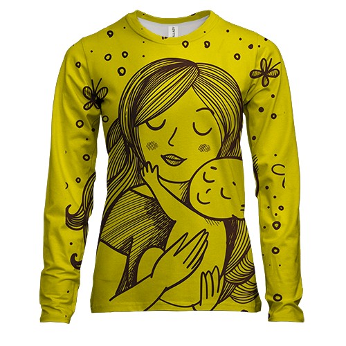 Женский 3D лонгслив с мамой и ребенком