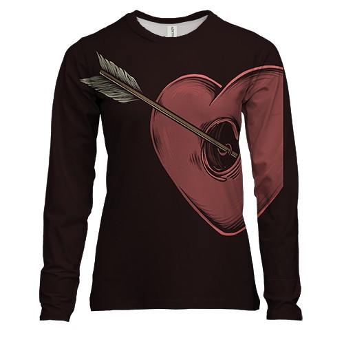 Женский 3D лонгслив с сердцем и стрелой