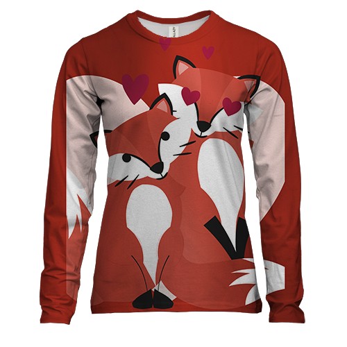 Жіночий 3D лонгслів з закоханим лисом і лисицею