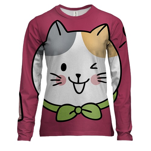 Женский 3D лонгслив с влюбленным котом и надписью "Love"