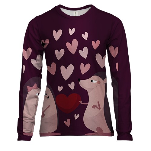 Жіночий 3D лонгслів з закоханими їжачками