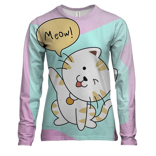 Женский 3D лонгслив с котом Meow