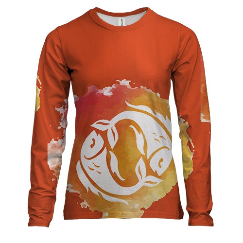 Женский 3D лонгслив с акварельными Рыбами