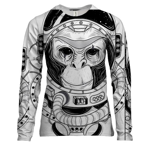 Женский 3D лонгслив с обезьяной в скафандре