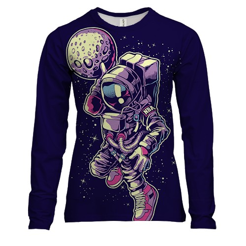 Женский 3D лонгслив с астронавтом и Луной