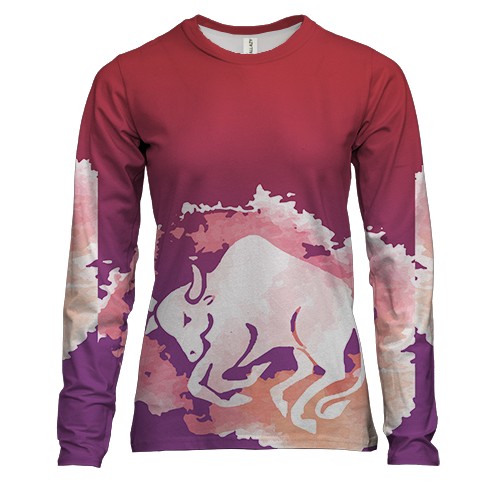 Женский 3D лонгслив с акварельным Тельцом