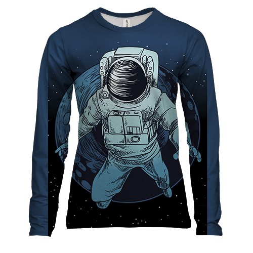 Женский 3D лонгслив с космонавтом в космосе