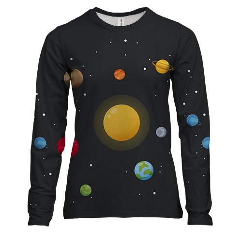Жіночий 3D лонгслів з сонячною системою