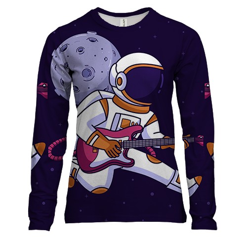 Жіночий 3D лонгслів з космонавтом гітаристом