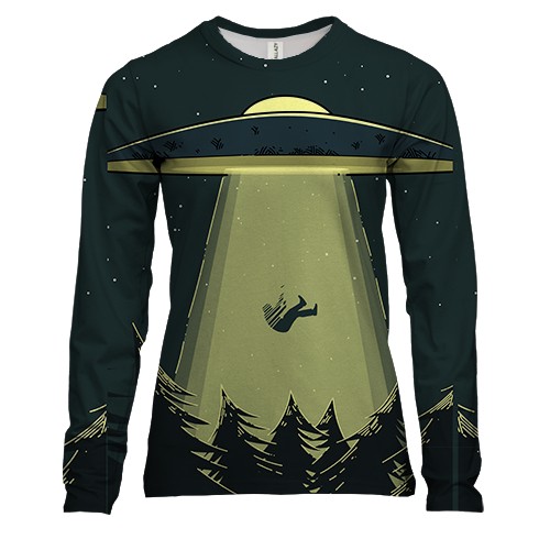 Жіночий 3D лонгслів з тарілкою  що викрадає  людину