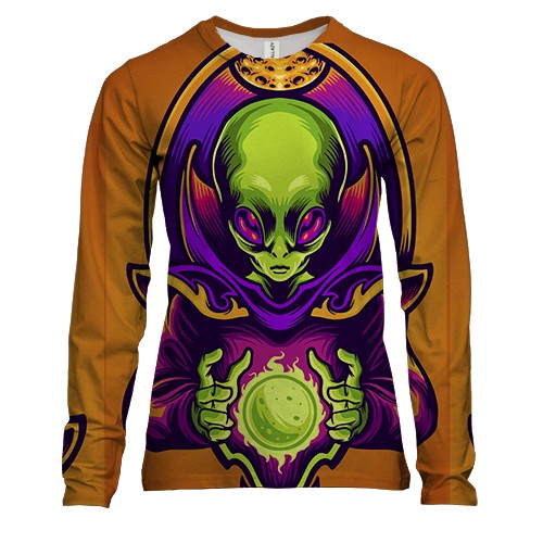 Жіночий 3D лонгслів з прибульцем і кулею