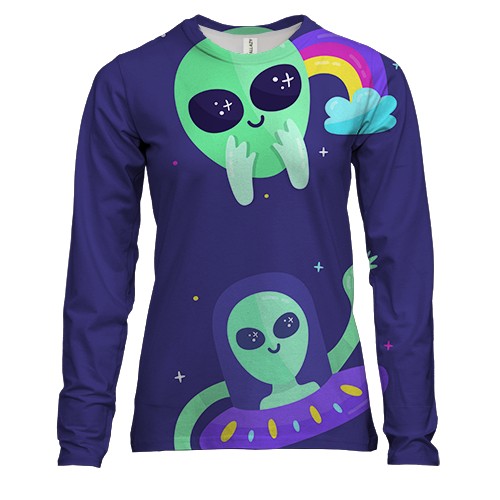 Жіночий 3D лонгслів з милим прибульцем