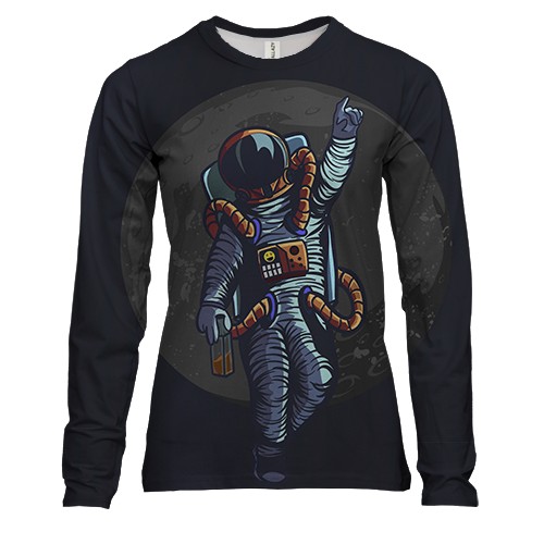 Женский 3D лонгслив с летящим космонавтом