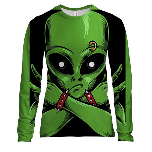 Женский 3D лонгслив с крутым пришельцем