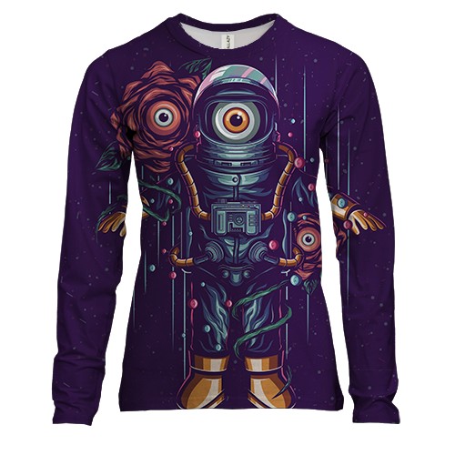 Женский 3D лонгслив со скафандром и глазом