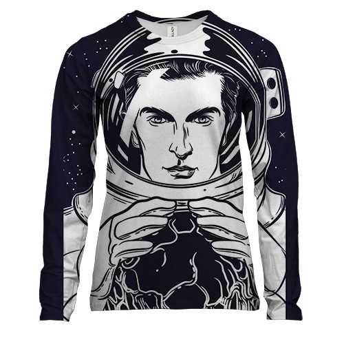 Женский 3D лонгслив с мужчиной в скафандре