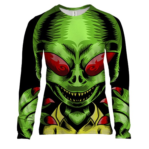 Женский 3D лонгслив с коварным пришельцем