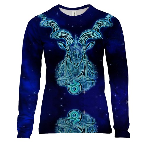 Жіночий 3D лонгслів зі знаком зодіаку Козеріг (2)